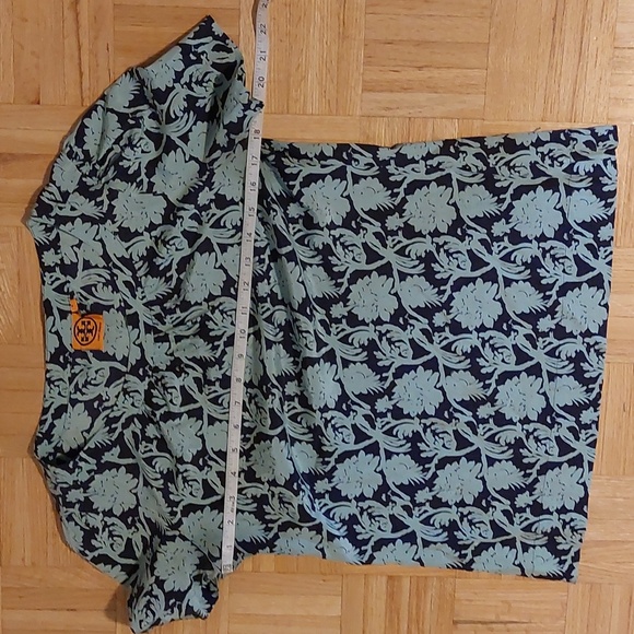 Tory Burch Navy and Teal Floral Blouse - Picture 4 of 6